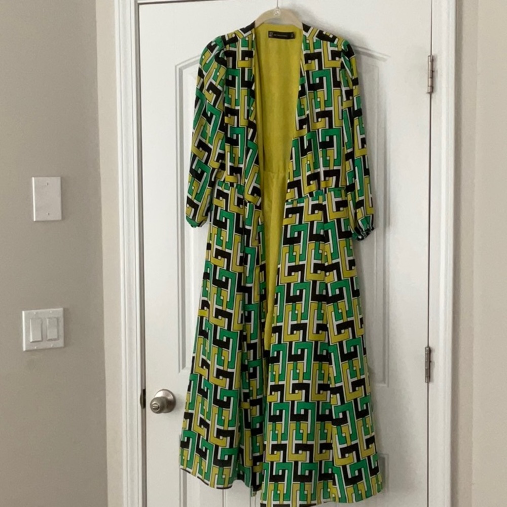 Geo-Chain wrap maxi dress